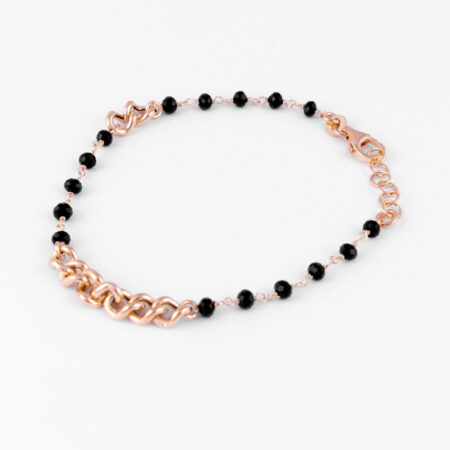 bracciale grumetta gold e pietre dure nere