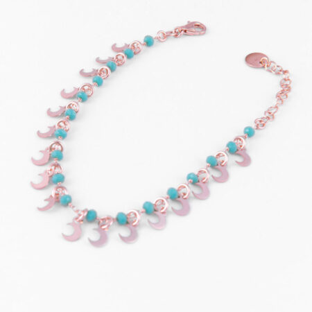 bracciale mezzaluna pink e pietre turchese
