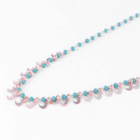 collana mezzaluna pink e pietre turchese