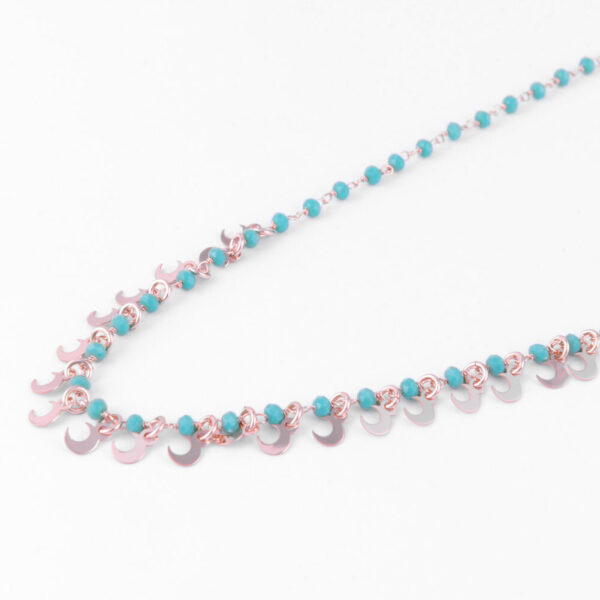 collana mezzaluna pink e pietre turchese