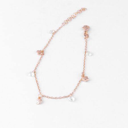 bracciale ciondoli e zirconi white gold