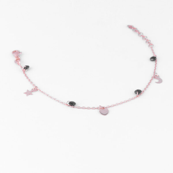 bracciale ciondoli e zirconi black pink
