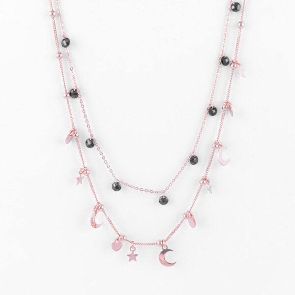 collana ciondoli e zirconi neri pink